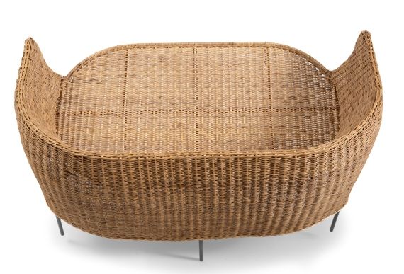 Caribe Natural Banc 2 places extérieur ames Matériau naturel brut / Noir