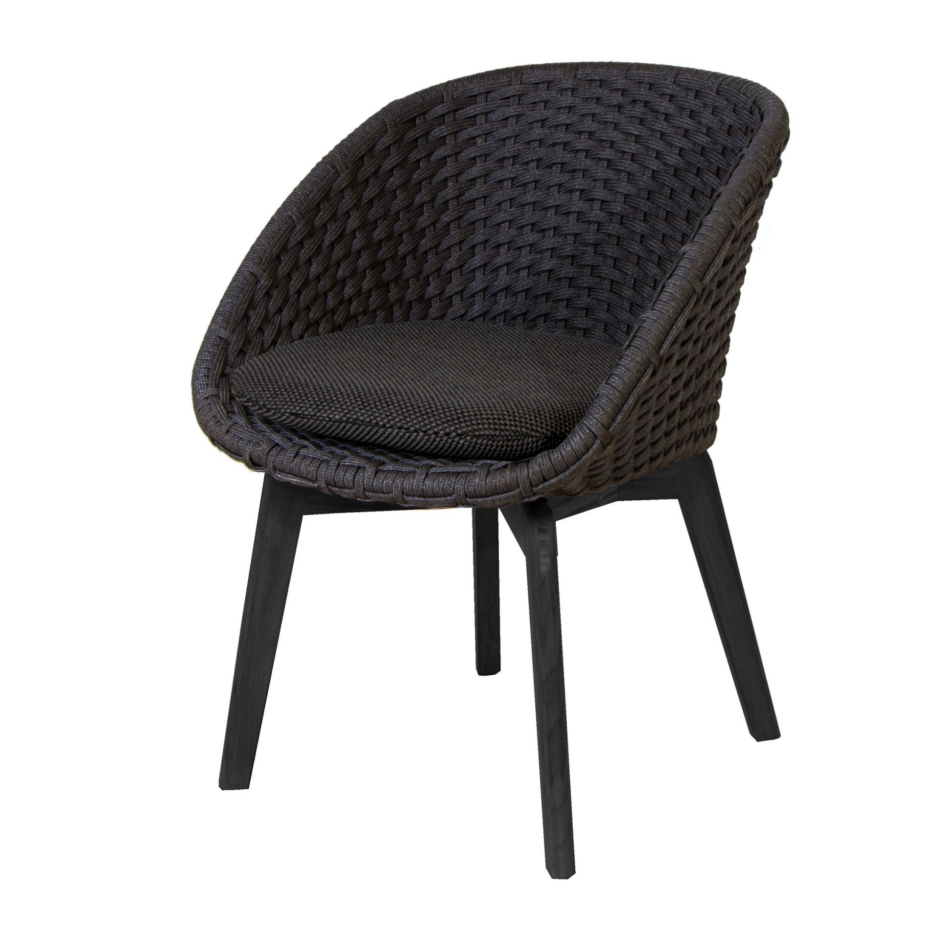 Peacock Outdoor Fauteuil Rope Noir avec pieds en aluminium Cane-Line