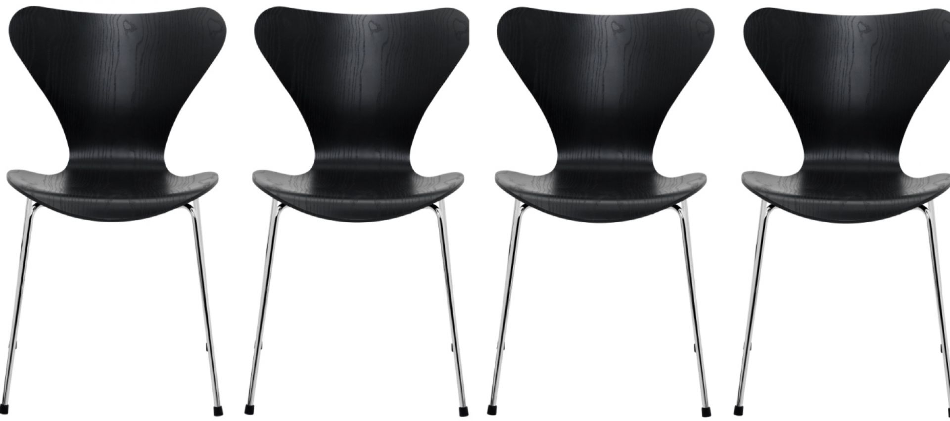 Sevens / Série 3107 chaise Ash Set de 4 pièces Fritz Hansen Noir