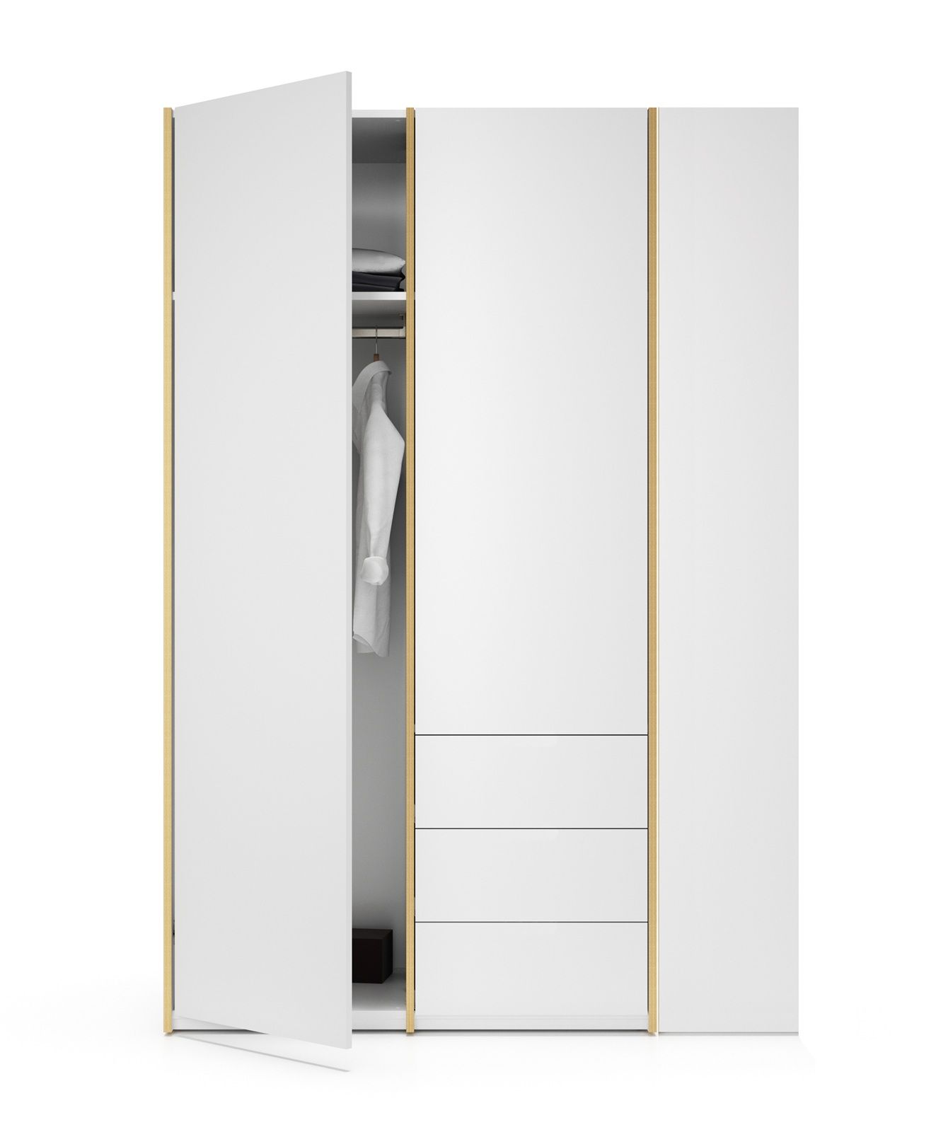 Armoire MODULAR PLUS Combinaison avec étagère annexe à droite et 3 tiroirs Müller Möbelwerkstätten
