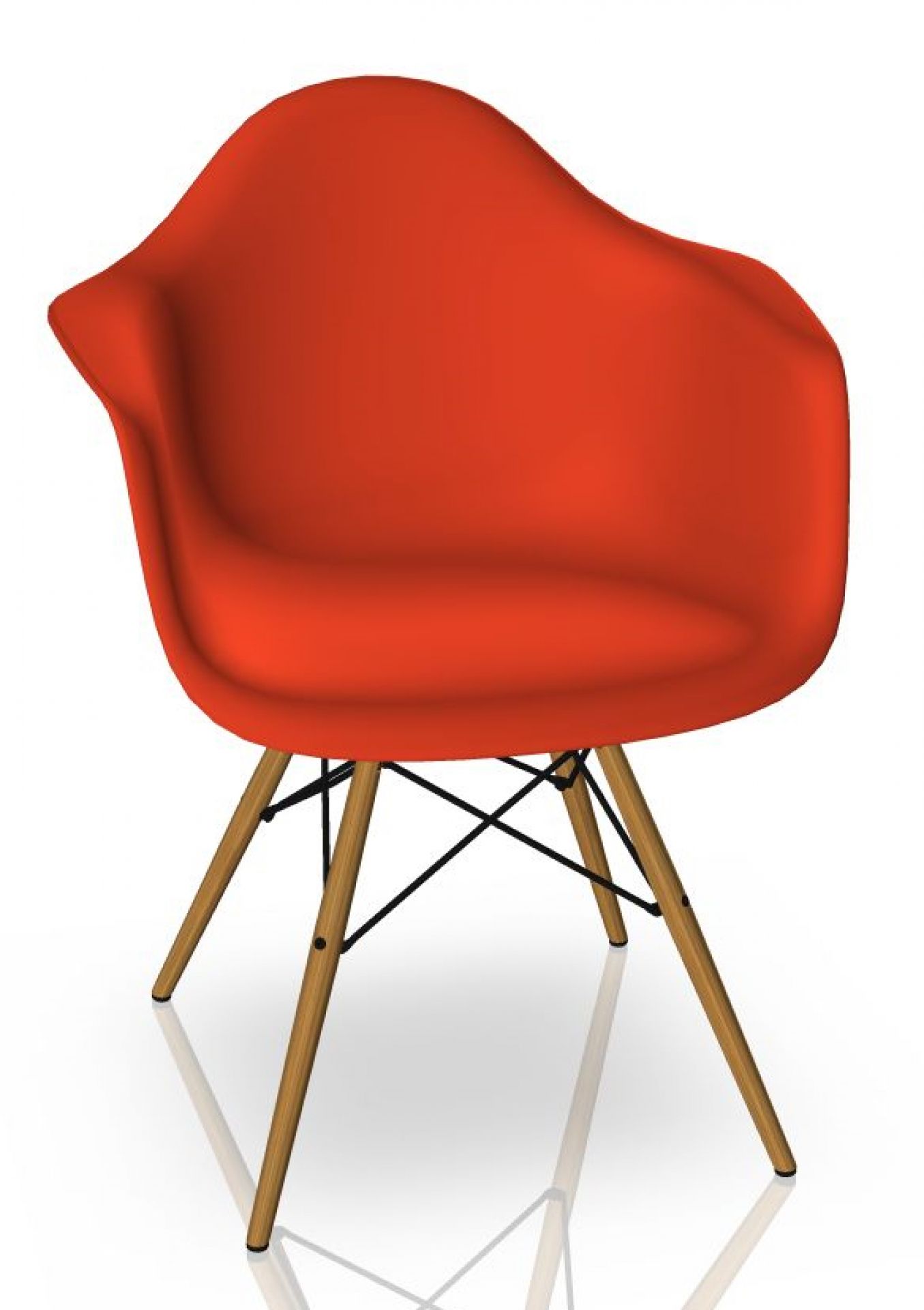 Eames Plastic Arm Chair DAW Chaise Vitra Frêne - Poppy red