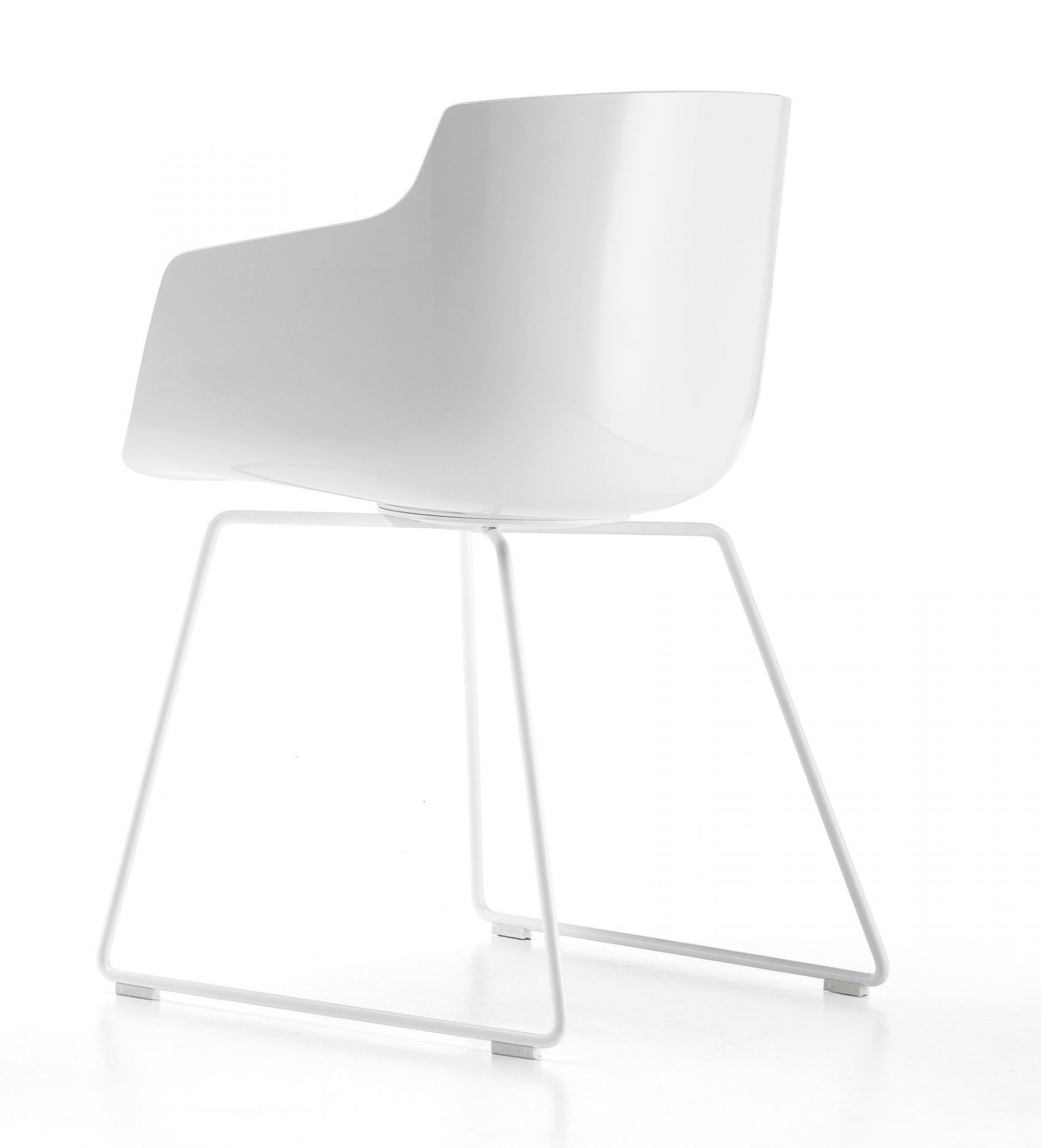 Flow Slim Armlehnenstuhl Kufengestell MDF Italia-Weiß / Weiß matt