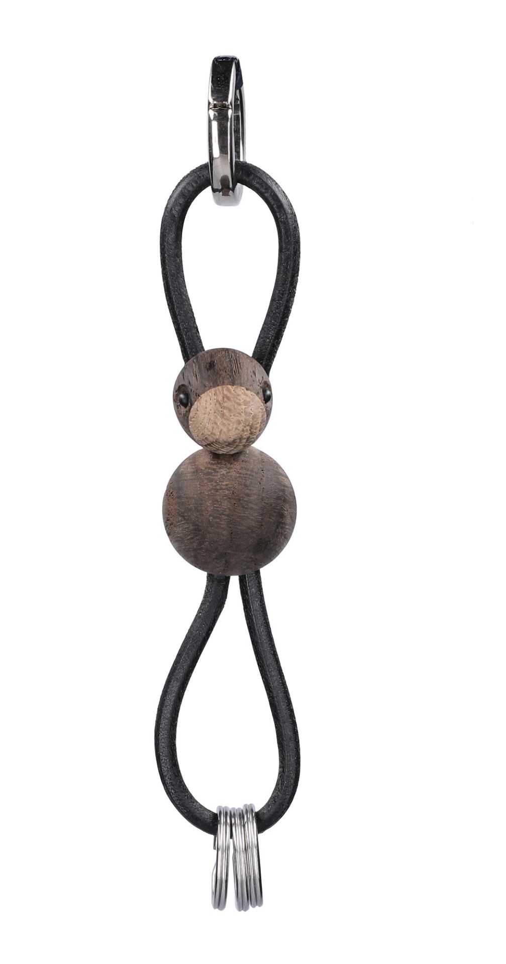 Oiseau chêne argenté métal pendentif avec cuir noir Kay Bojesen 
