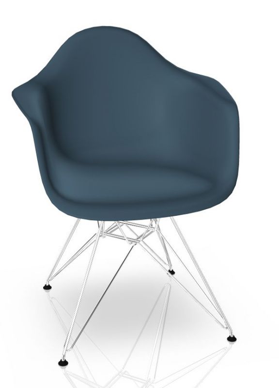 Vitra Eames Plastic Arm Chair DAR Chaise Vitra Chromé - Bleu mer