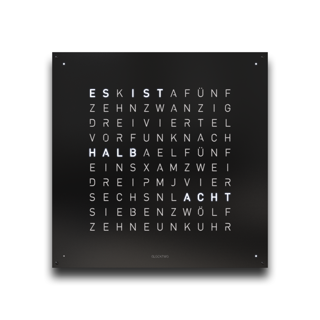 Earth 180 Steel Series Horloge murale / Objet temporel Allemande QLOCKTWO