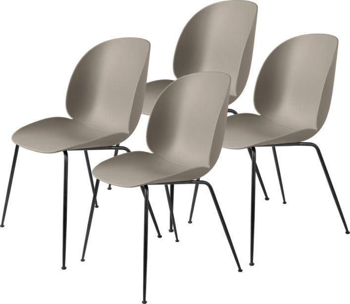 Beetle Chair Chaise de salle à manger Non rembourrée New Beige Noir set de 4 Gubi