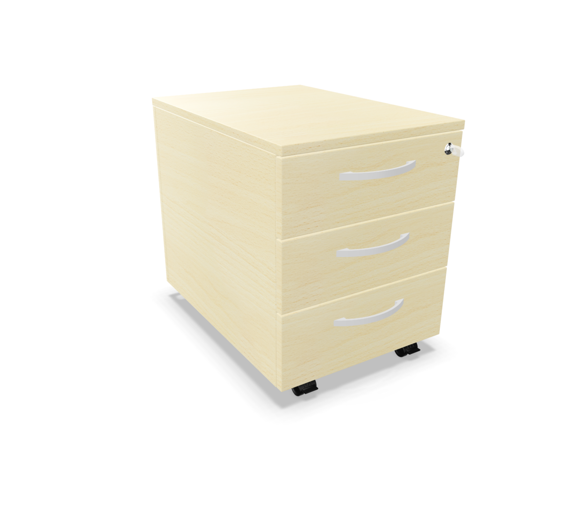 OrgaPlus Rollcontainer von Palmberg, Buche Dekor, mit drei Schubladen und Rollen.