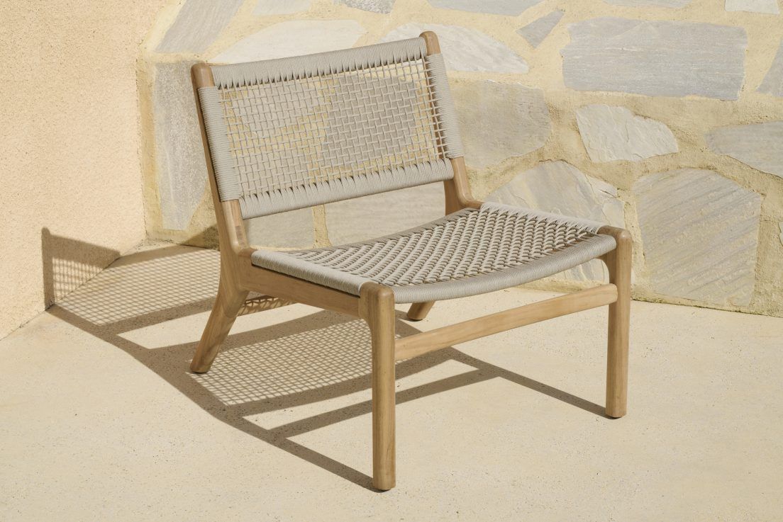 Jack Woven Fauteuil Lounge Extérieur Teck Cordon Beige Ethnicraft