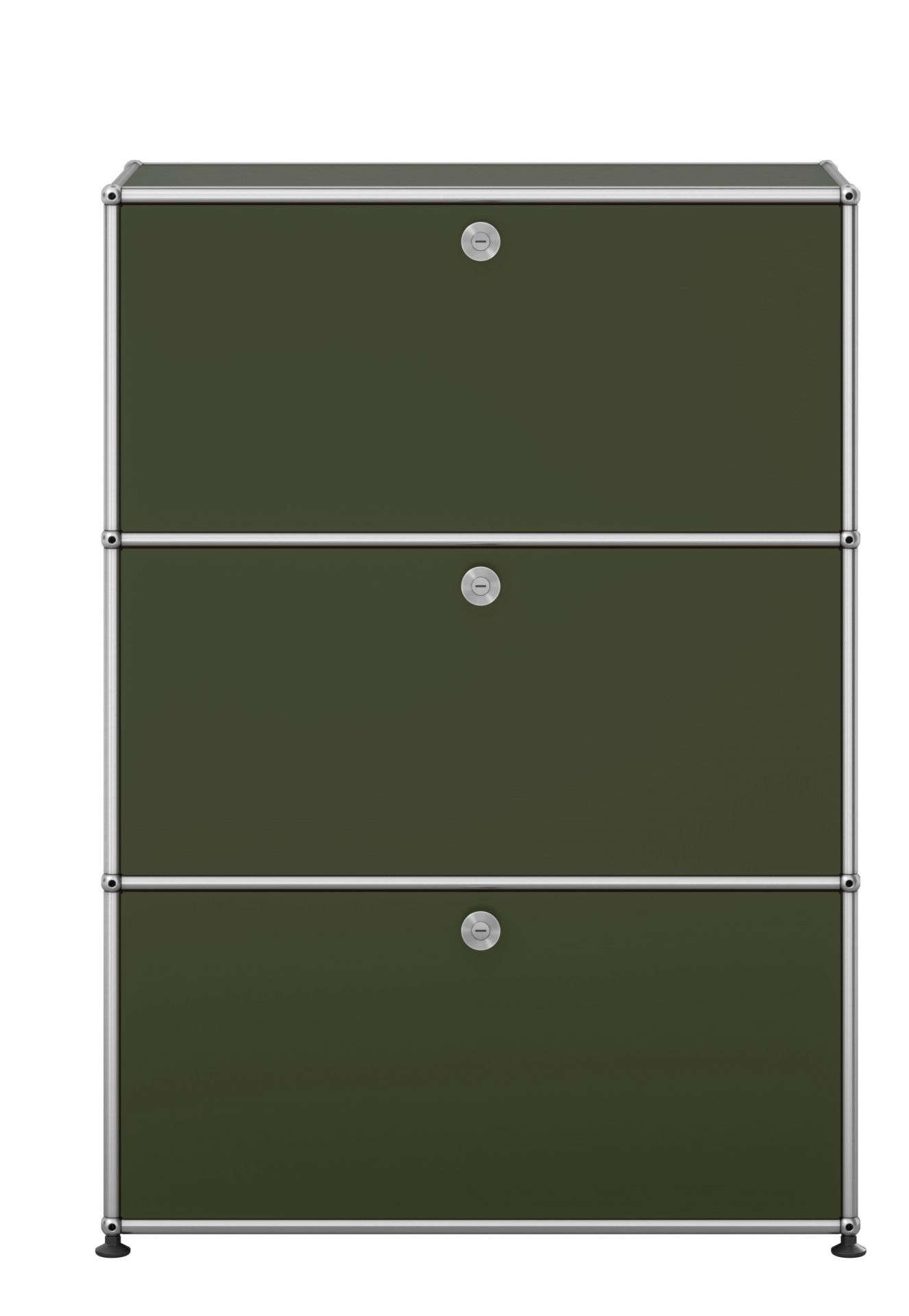 USM Haller Highboard avec trois portes rabattables Vert olive NOUVEAU TEINTE STANDARD 