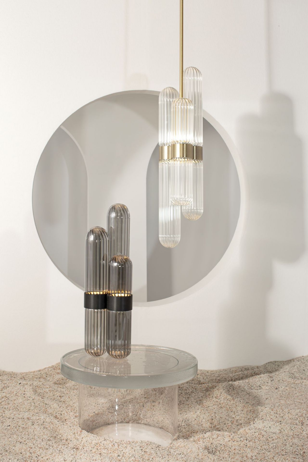 Cactus Lampadaire small noir/ transparent avec LED fixe 1600lm Pulpo