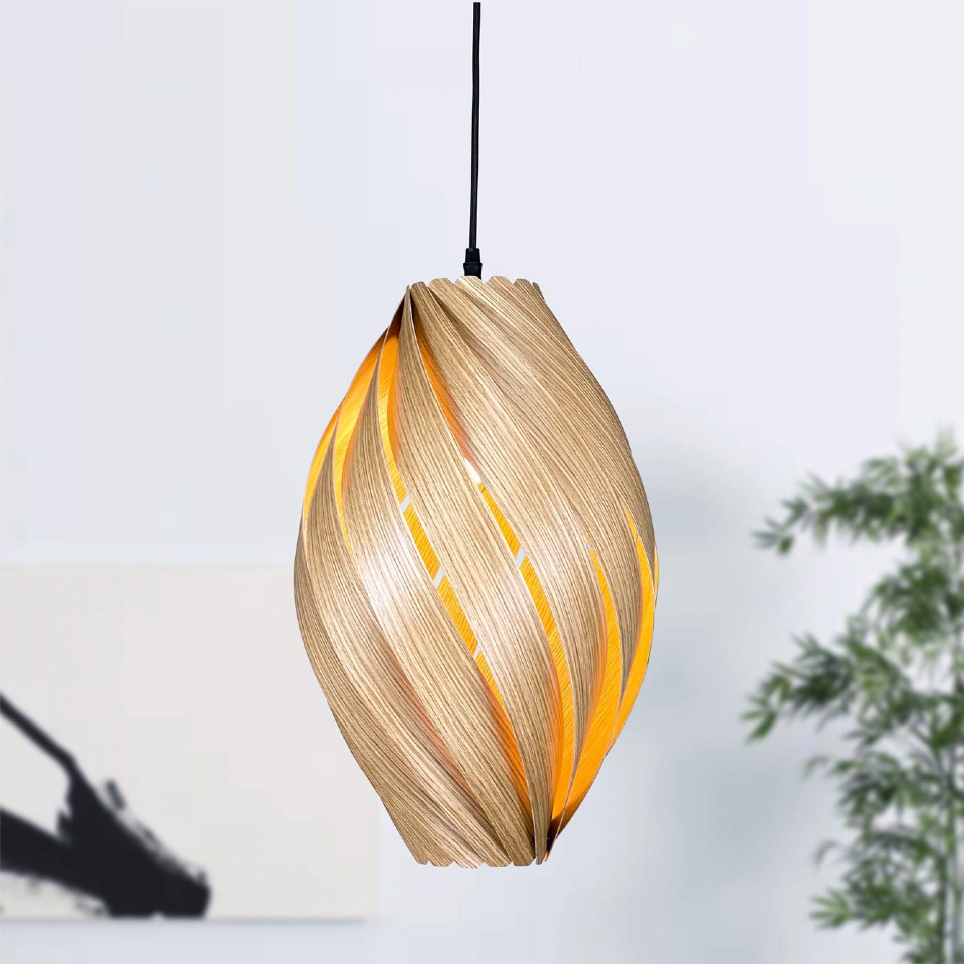 Ardére Lampe à suspendre arrondi Chêne Gofurnit