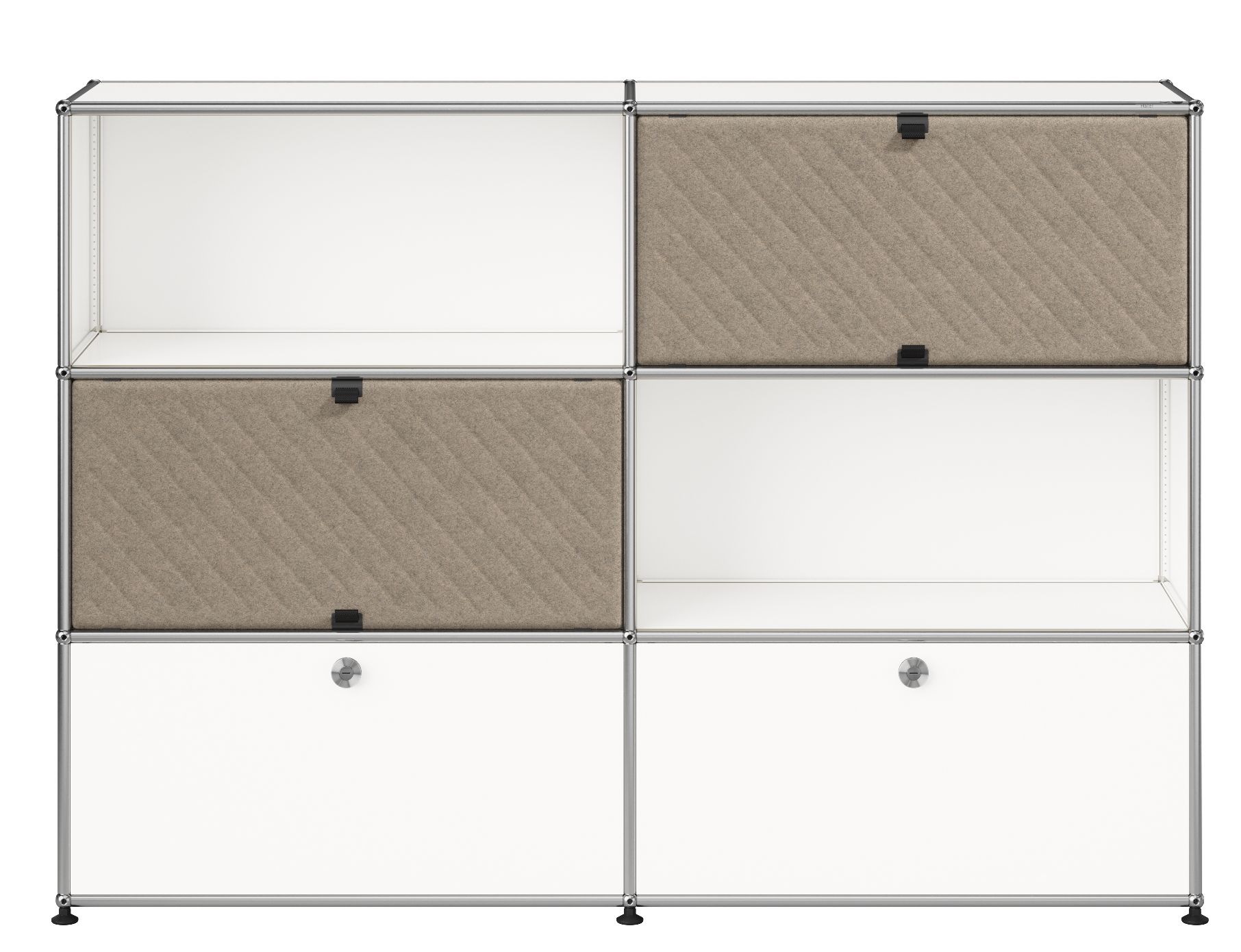 Buffet USM Haller M66 avec panneaux souples - Blanc pur-taupe