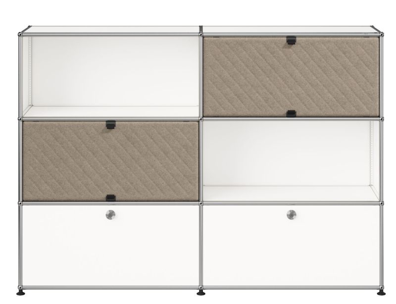 Buffet USM Haller M66 avec panneaux souples - Blanc pur-taupe