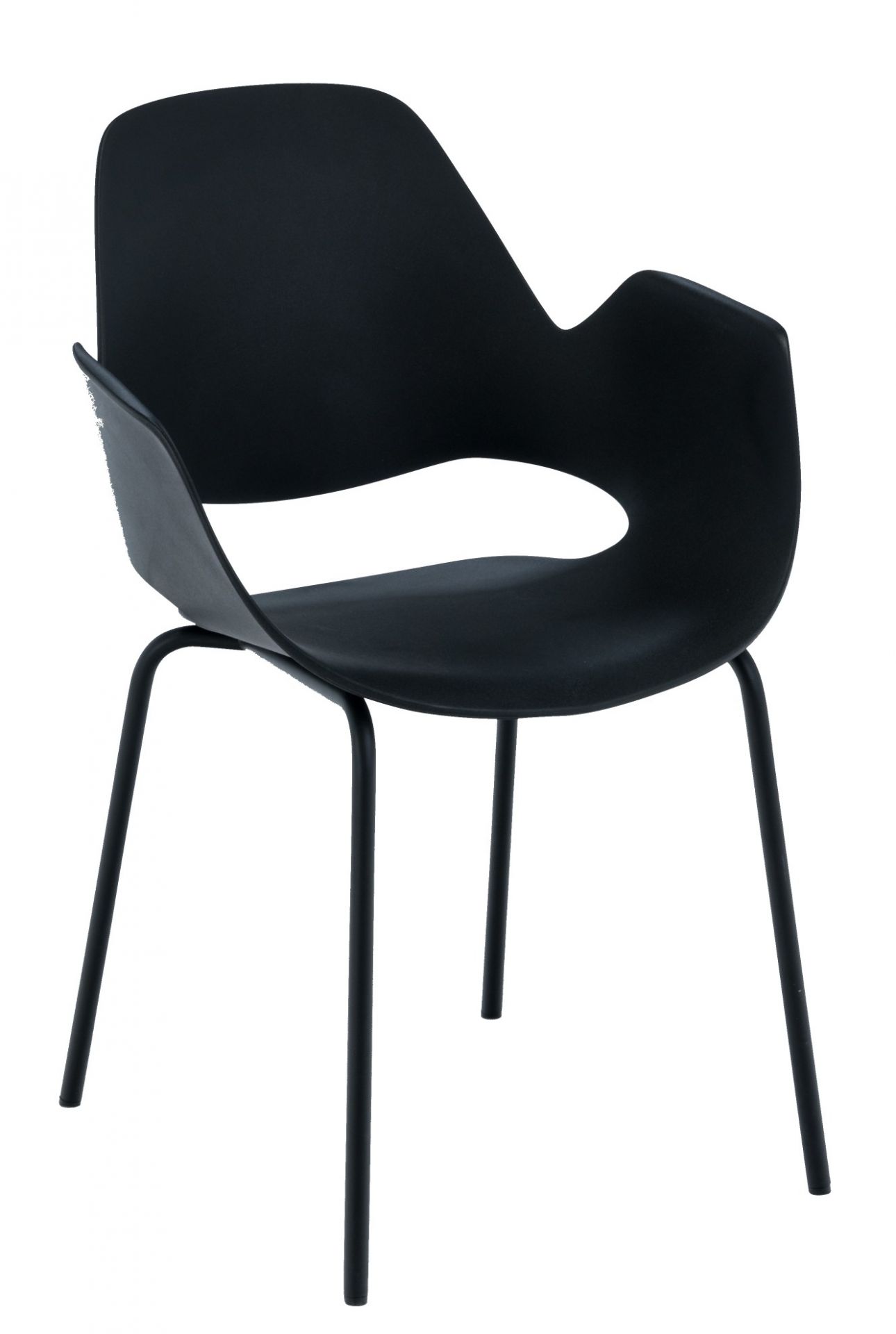 Falk Chaise avec accoudoirs Pieds en métal laqué époxy noir Houe