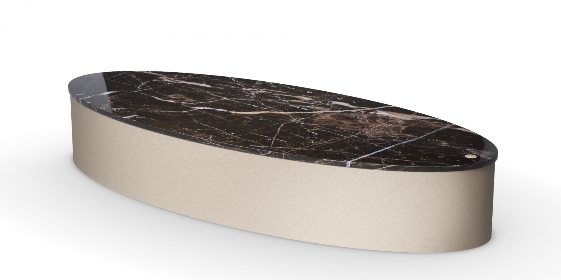 Cerro table basse Saint Laurent marbre et cuir taupe Mansi London