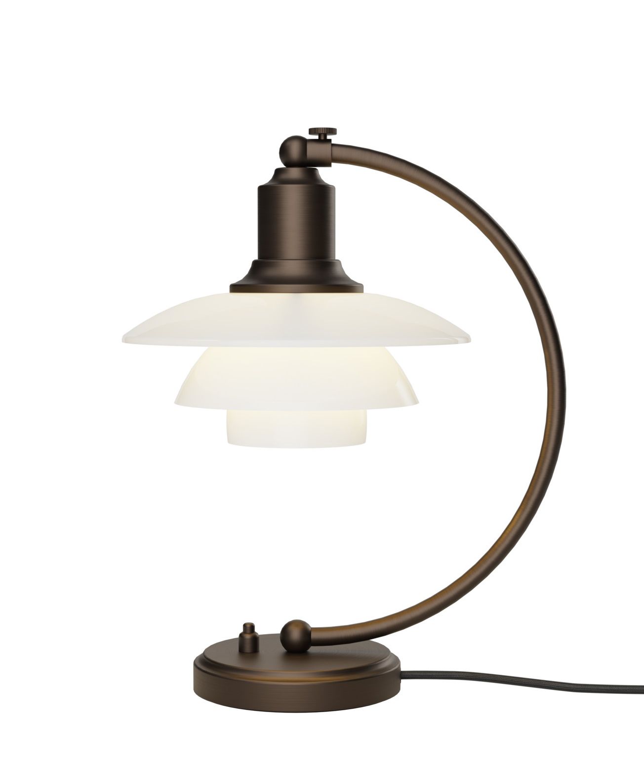 PH 2/2 Luna Aged Brass Opal Lampe de table Louis Poulsen