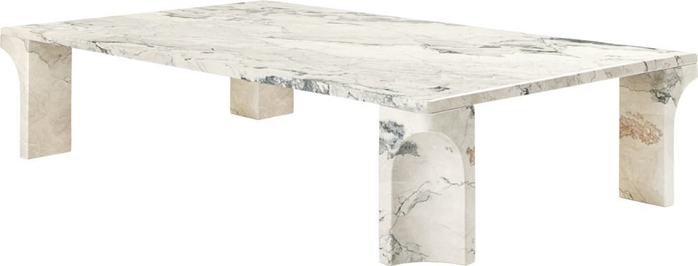 Rechteckiger Gubi Couchtisch Doric aus Electric Grey Marmor, modernes Design für Wohnzimmer.