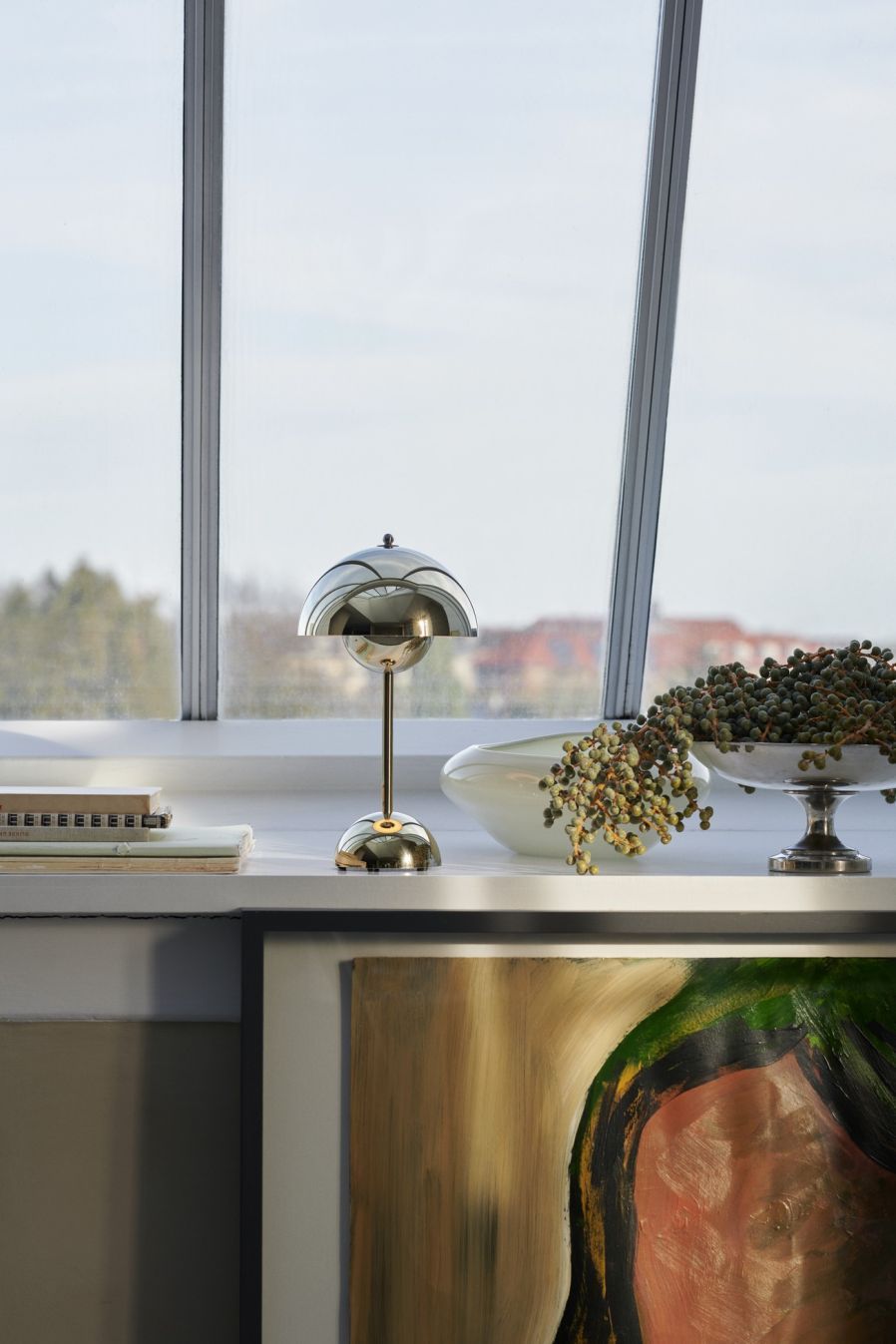 Flowerpot VP9 Portable Lampe à batterie / Lampe de table avec USB AndTradition Chromé