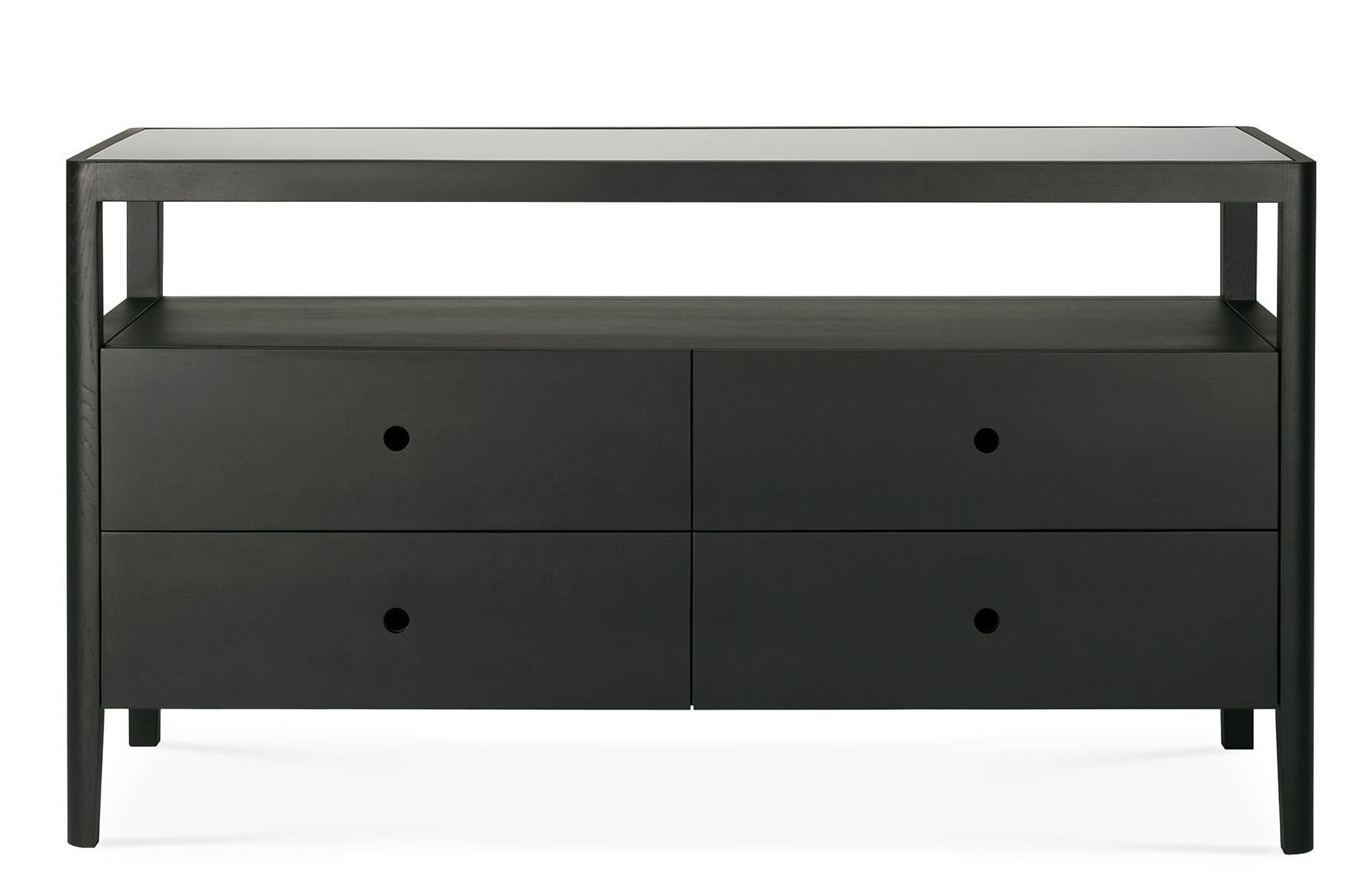 Commode Spindle avec tiroirs en chêne laqué noir Ethnicraft