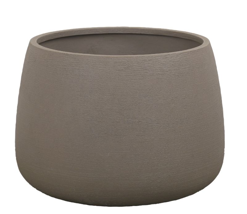 Jardinière ronde moyenne pour terreau, jardinière d'extérieur à cannelures