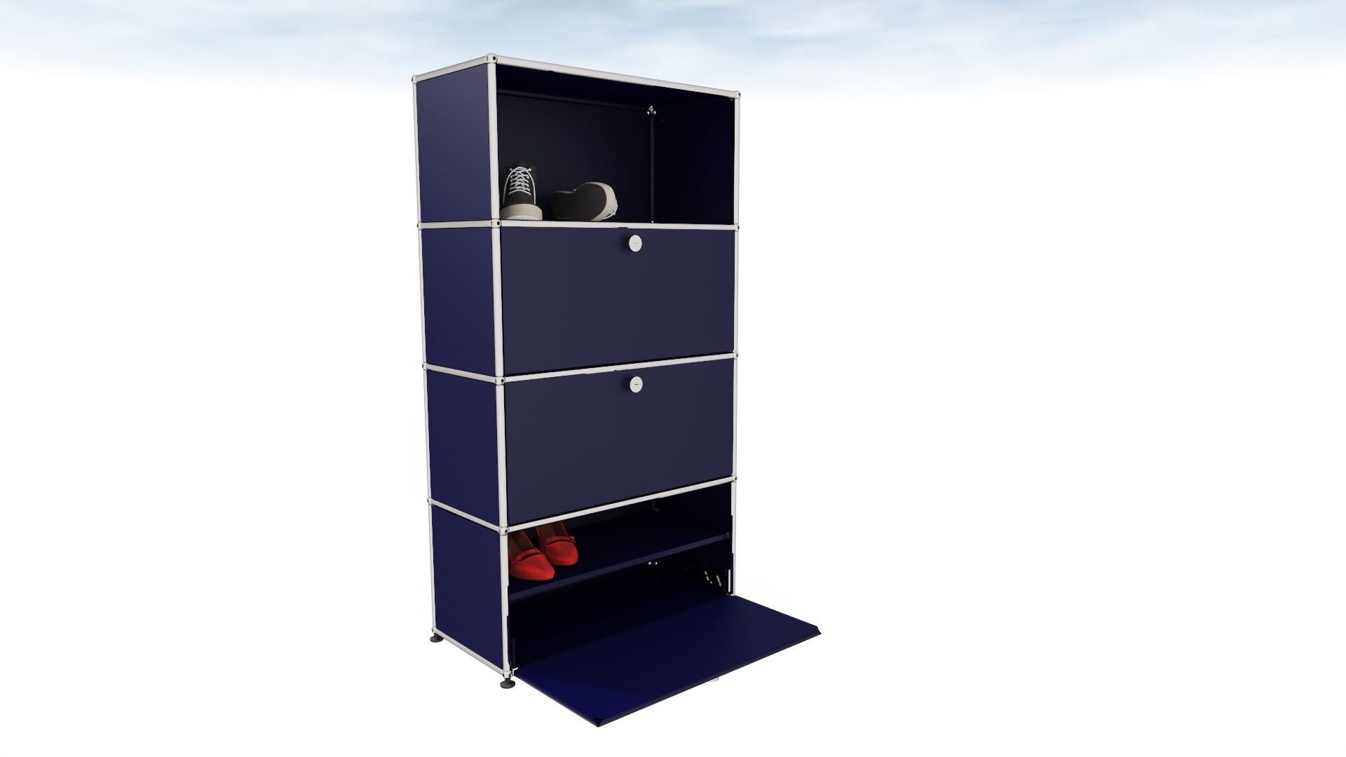 USM Haller armoire à chaussures avec porte bleu acier