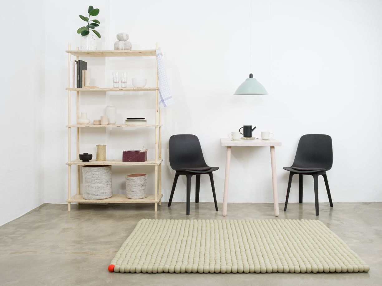 Big One Rectangulaire Tapis en feutre 140 x 200 cm myfelt Beige vert