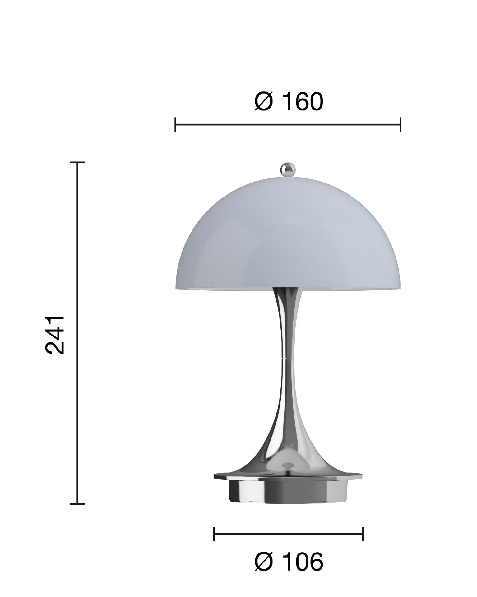 Panthella 160 Portable V3 Lampe de table à LED rechargeable Intérieur/Extérieur Louis Poulsen Opal Bleu-gris
