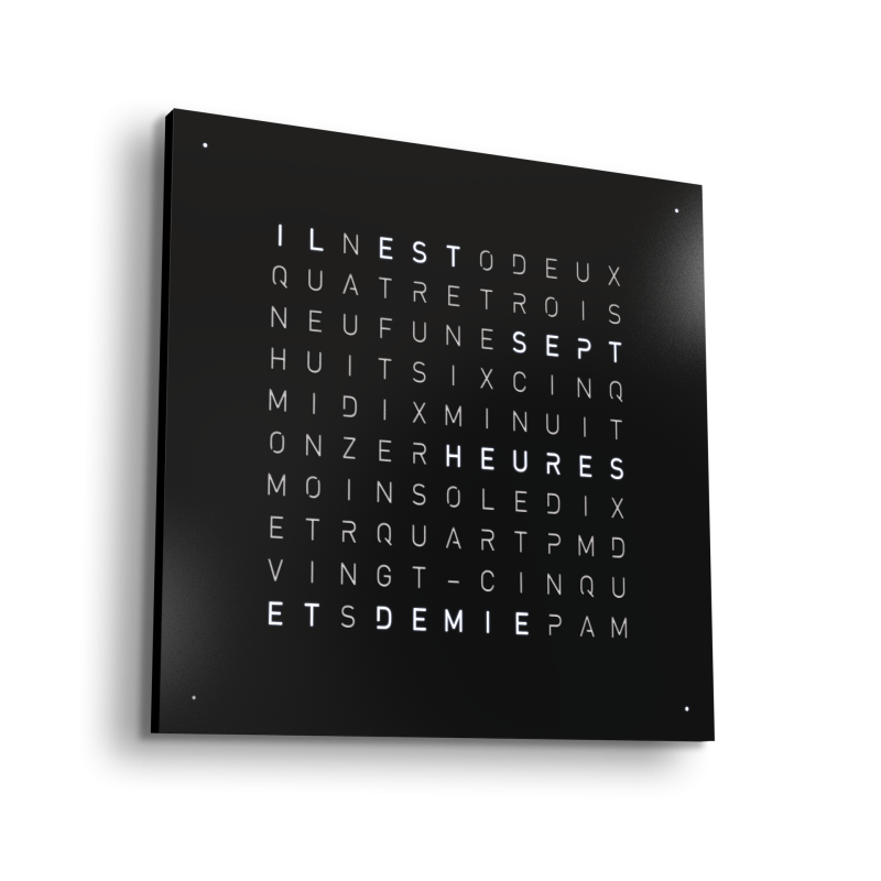 Earth 45 Steel Series Horloge murale / Objet temporel Français QLOCKTWO