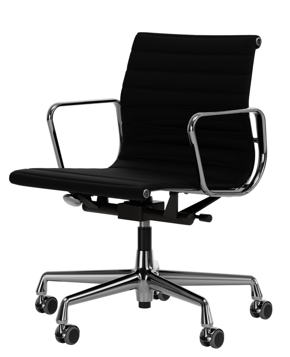Aluminum Chair EA 118 / EA118 Chaise Cuir Premium Nero Vitra Aluminum Chair EA 118 / EA118 Chaise Cuir Premium Nero Vitra