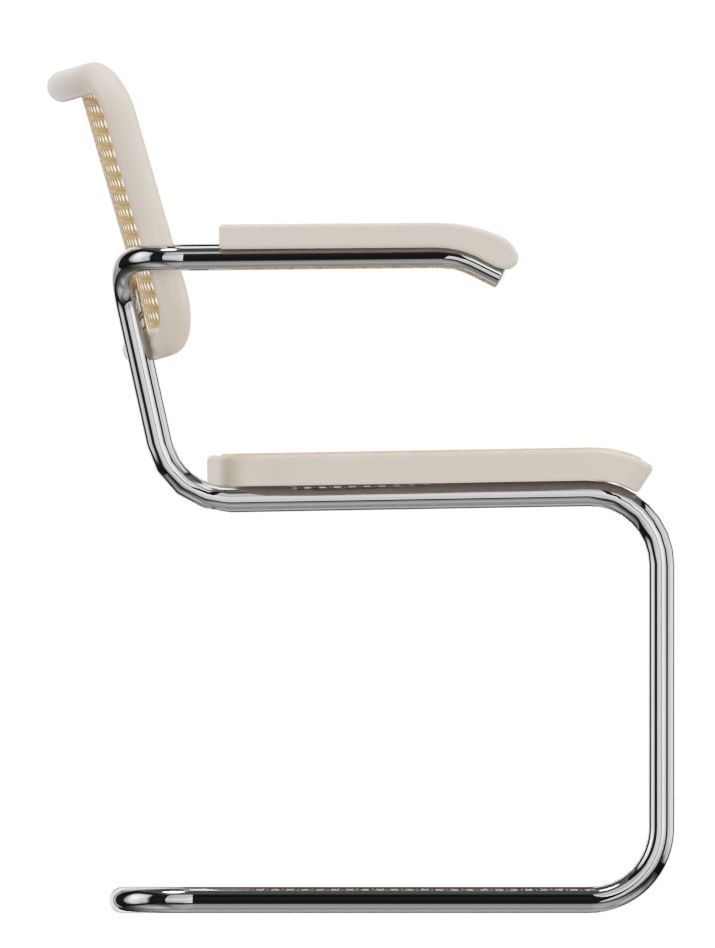 S 64 V Tube d'acier classique Chaise cantilever CHROME / BOIS BLANC LASIQUE Thonet OFFRE SPECIALE