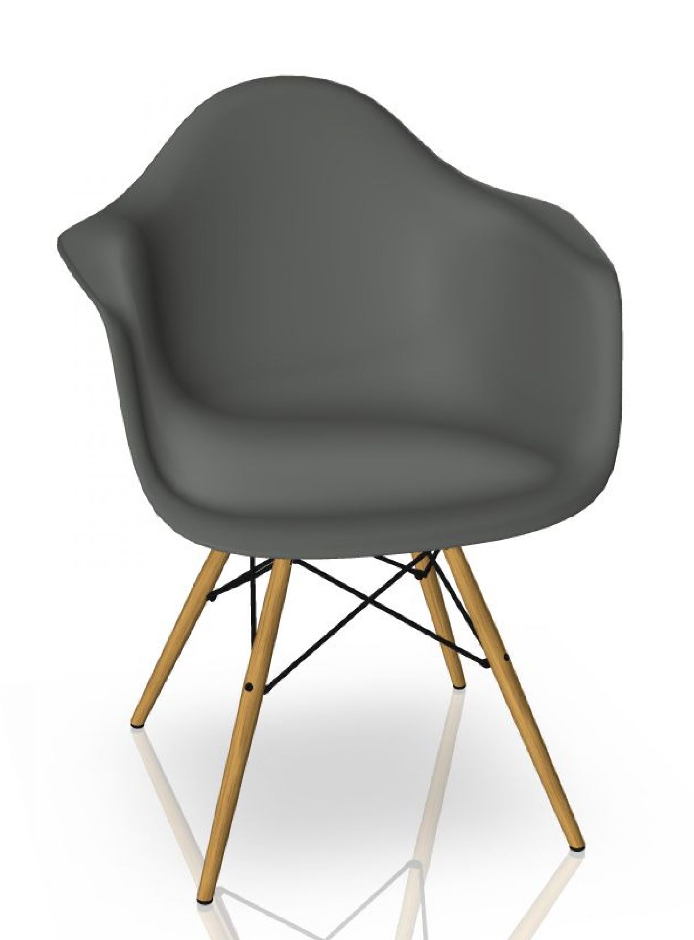 Eames Plastic Arm Chair DAW Chaise Vitra Érable jaunâtre - Granite gris
