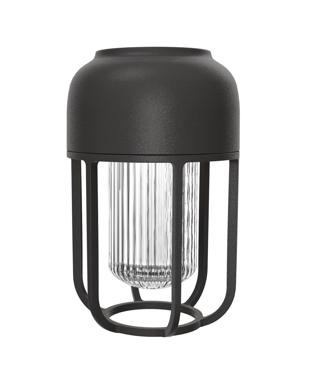 LIGHT No.1 Lampe à énergie solaire Indoor/Outdoor Lampe à batterie Houe Noir Schwarze Houe LIGHT No.1 Solarleuchte für Innen und Außen mit geriffeltem Glas.