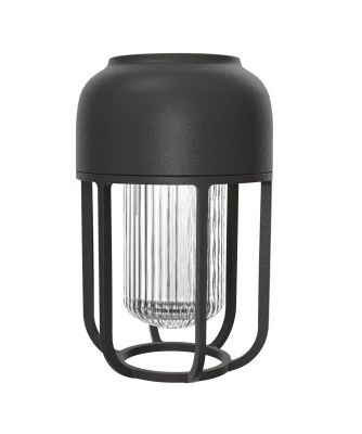LIGHT No.1 Lampe à énergie solaire Indoor/Outdoor Lampe à batterie Houe Noir Schwarze Houe LIGHT No.1 Solarleuchte für Innen und Außen mit geriffeltem Glas.