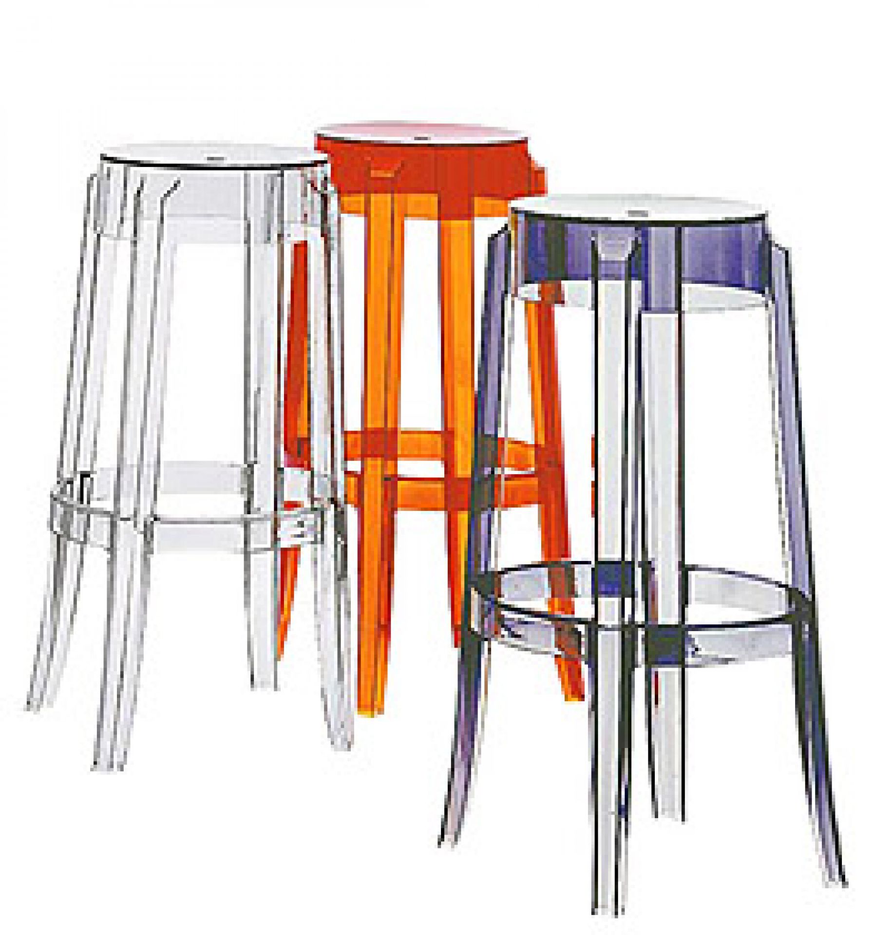 Charles Ghost tabouret set de 2 Kartell