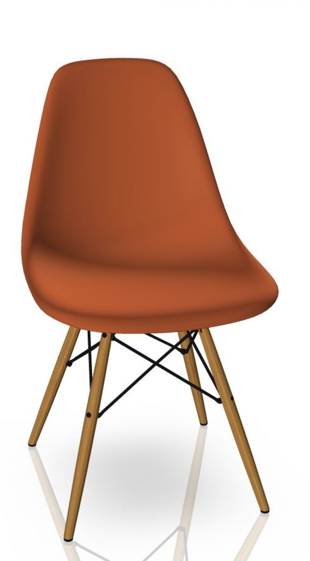 Eames Plastic Side Chair DSW Chaise Vitra Frêne couleur miel - rouille rouge