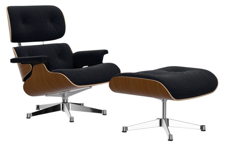 Fauteuil et repose-pieds Eames en noyer/nubia anthracite/noir Vitra OFFRE SPECIALE