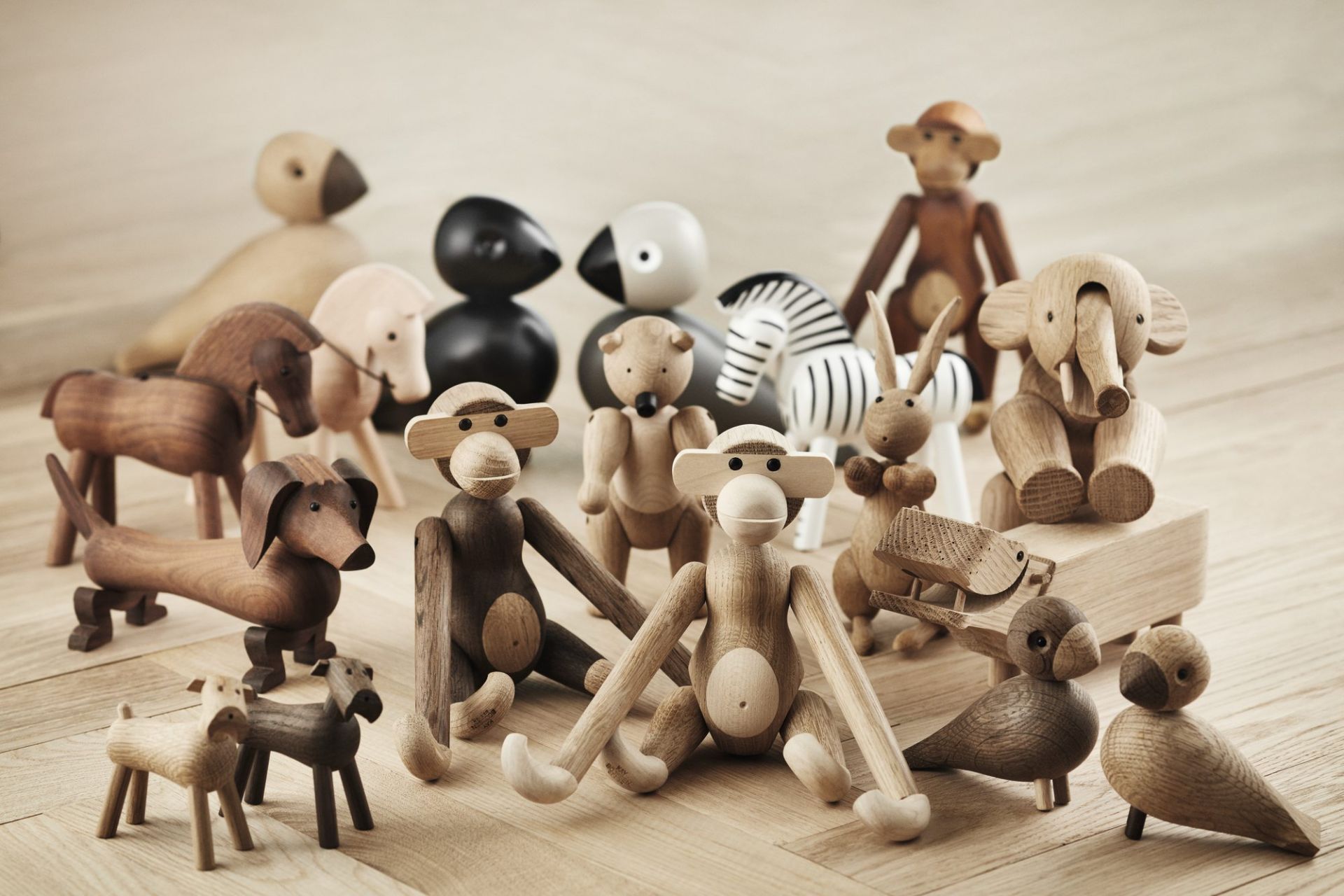 Singe petit figure en bois chêne fumé Kay Bojesen