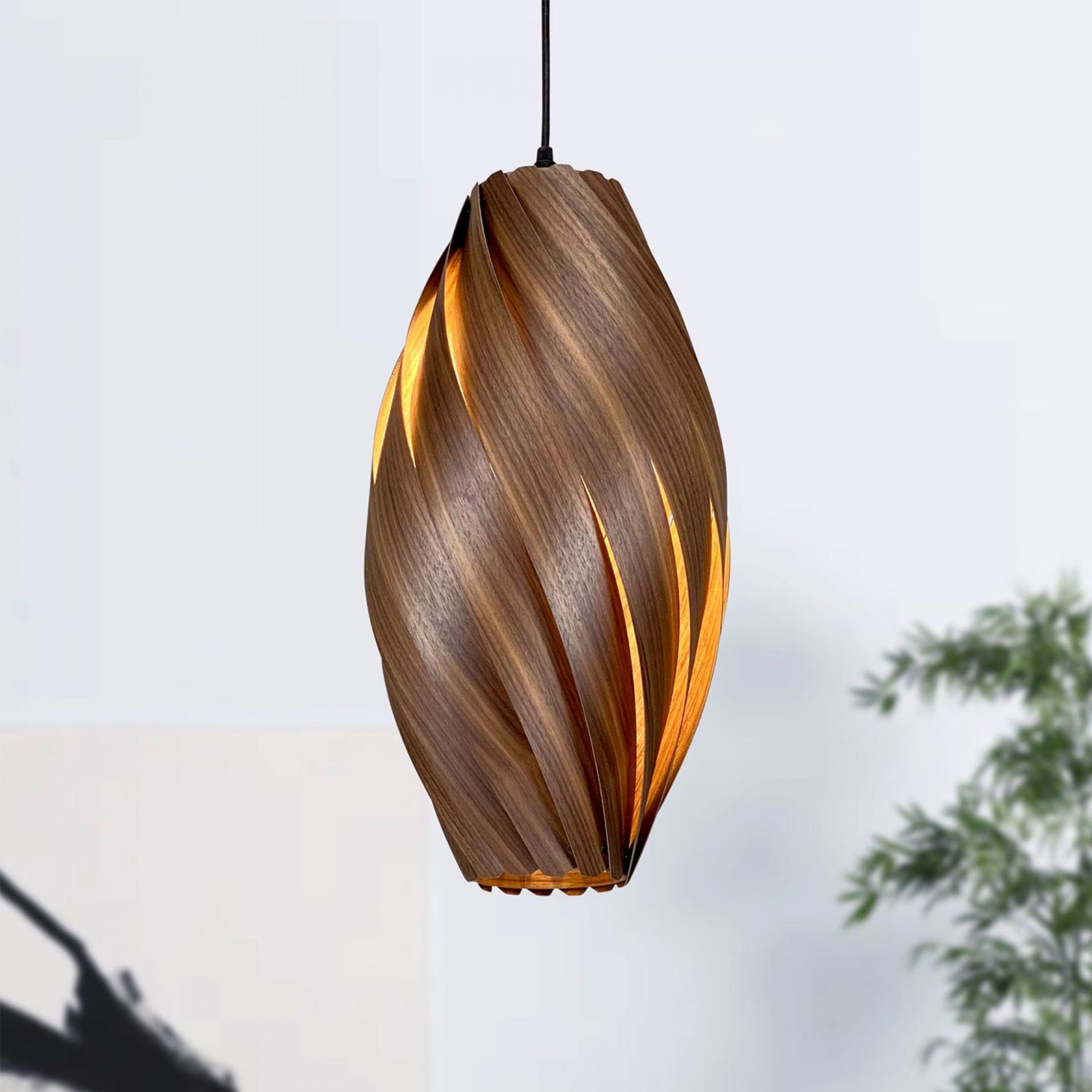 Ardére Lampe à suspendre allongée Noyer Gofurnit