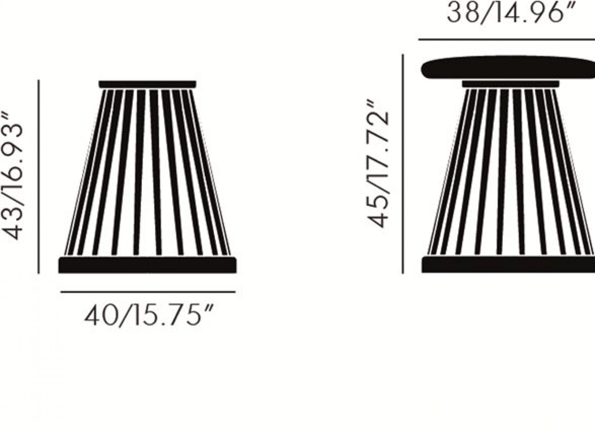 Maße des Tom Dixon Fan Stool Hockers, ein Designer Möbelstück für moderne Wohnräume.