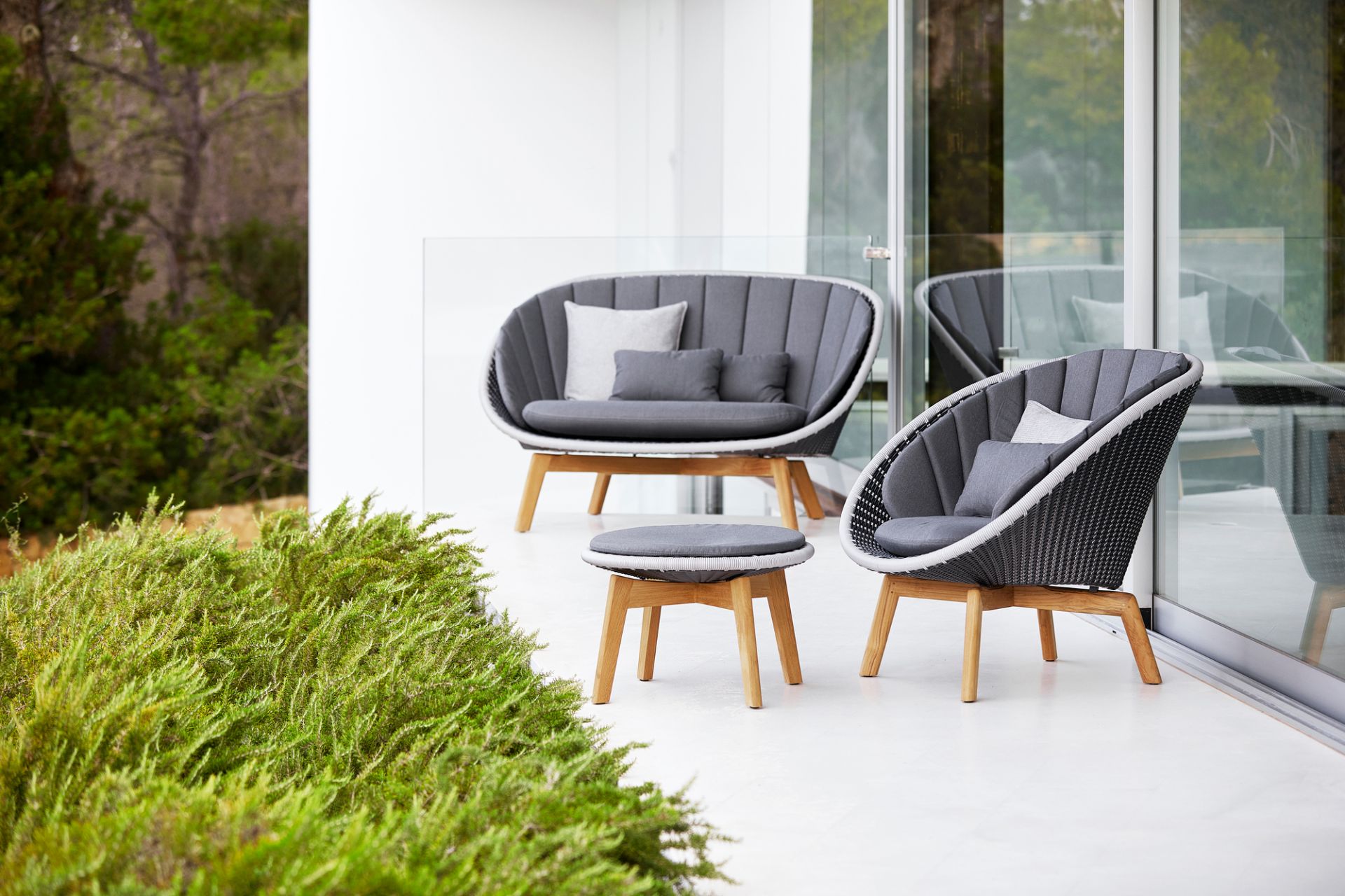 Peacock Outdoor Tabouret avec Coussin Cane-Line