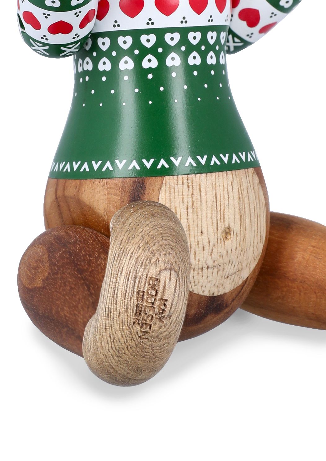 Figurine en bois de singe vert pull de Noël Kay Bojesen 