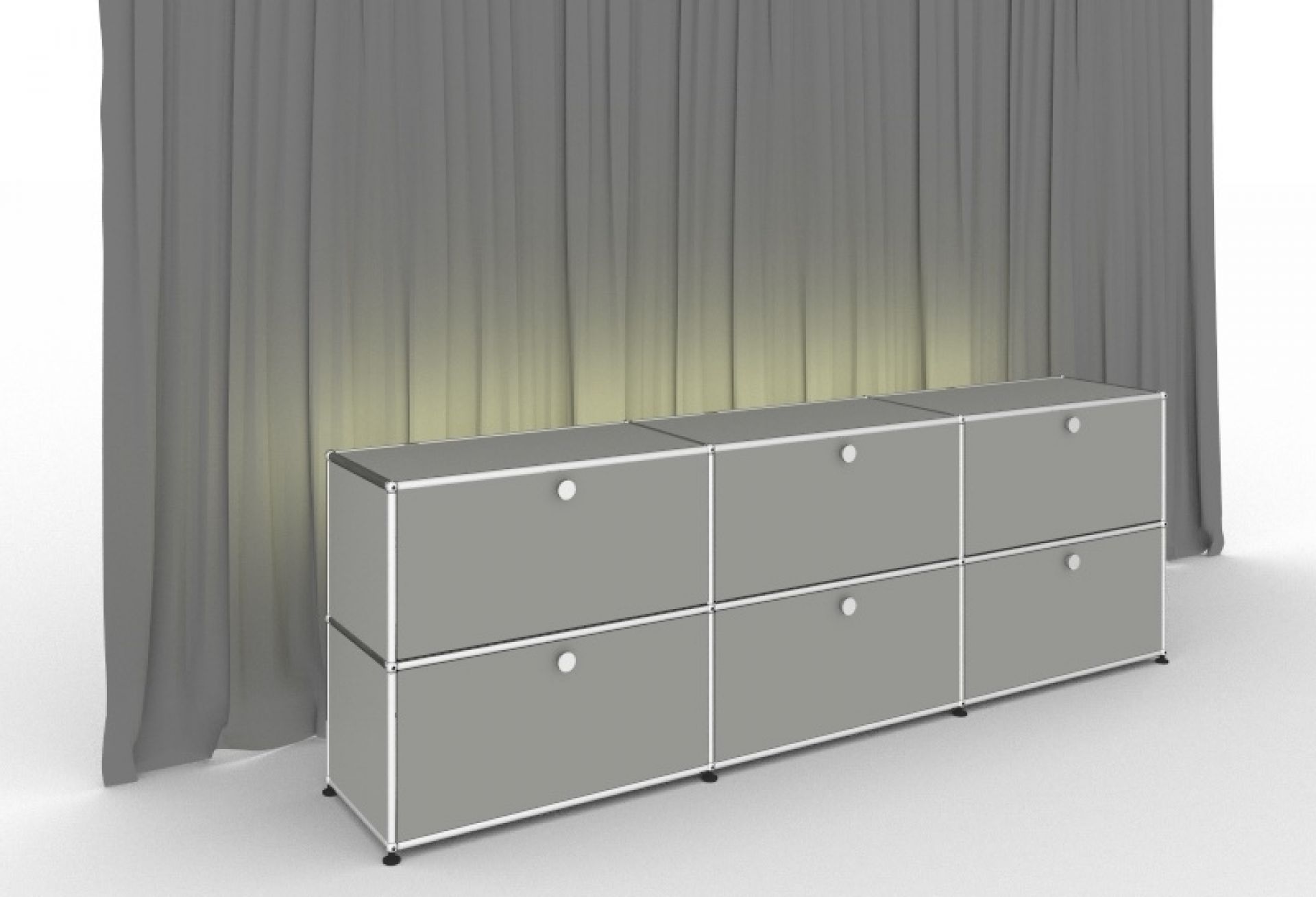 E Sideboard illuminé 6 portes pliantes gris clair USM Haller