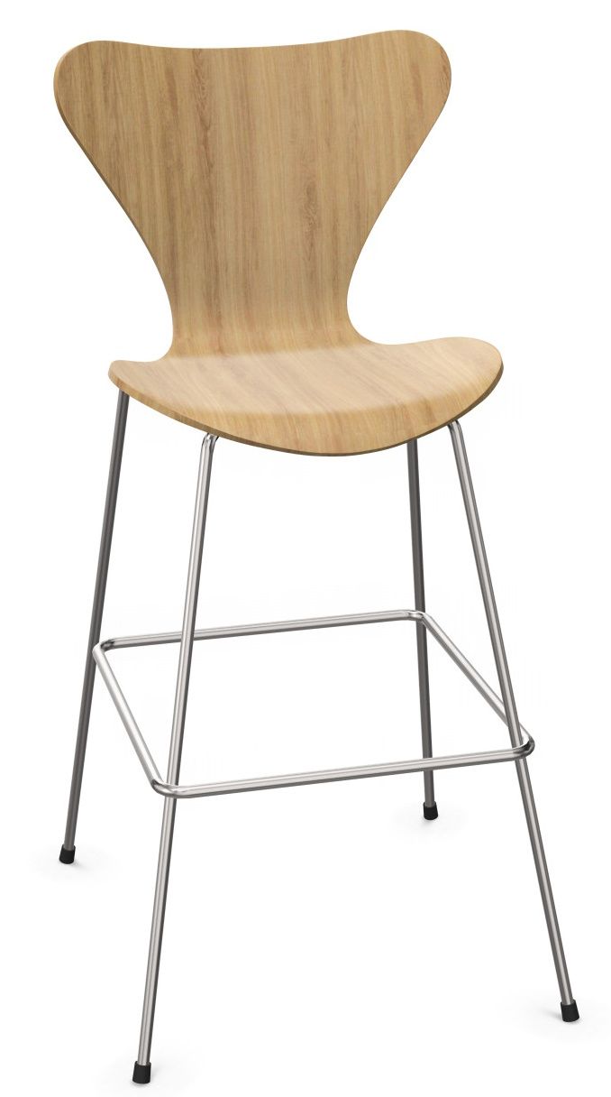 Tabouret de bar à sept places 3197 non rembourré Pale Rosa Piètement Graphite Fritz Hansen UNIQUE