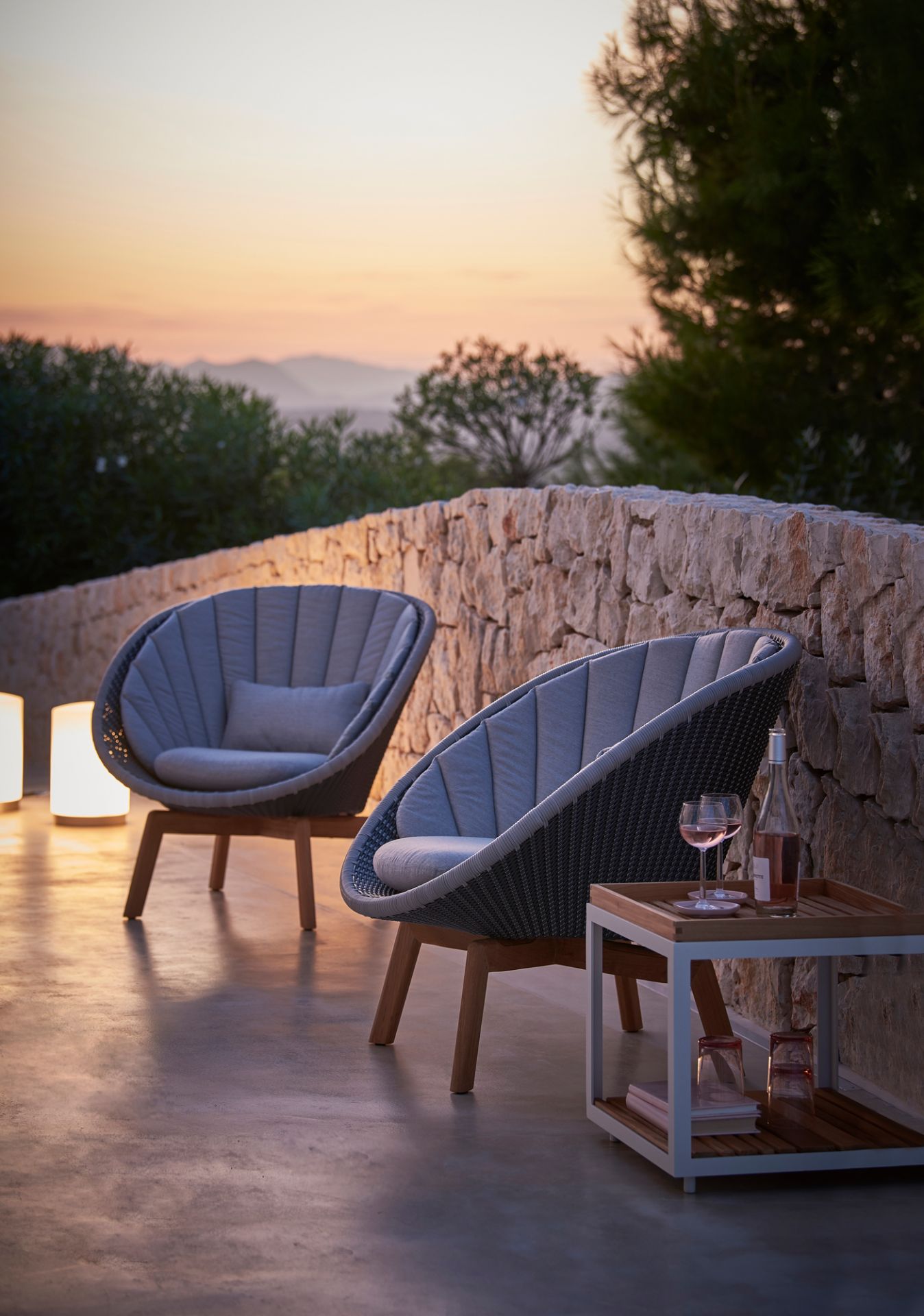 Peacock Outdoor Chaise longue Fibre Cane-Line gris