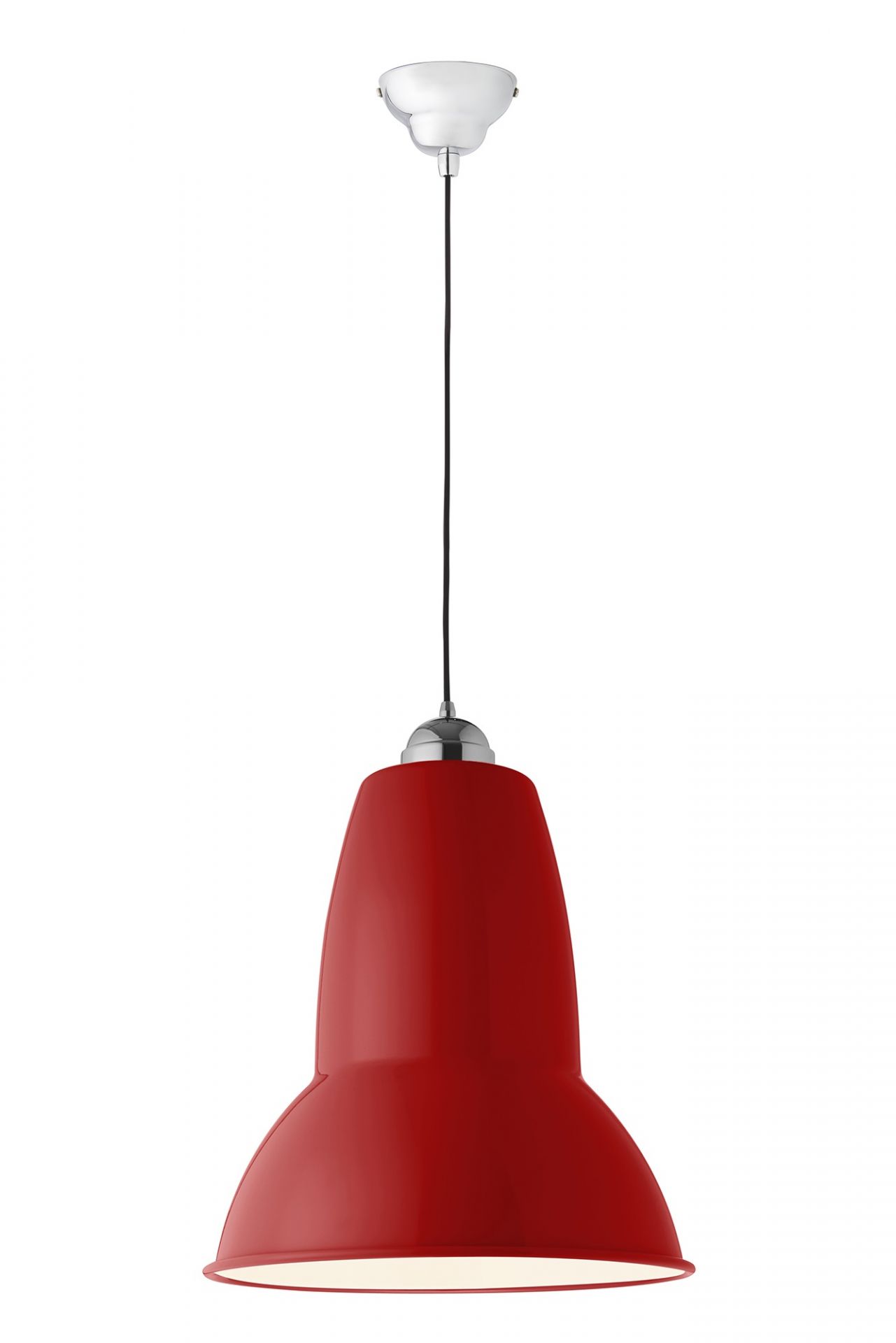 Rote Anglepoise Original 1227 Giant Pendelleuchte, moderne Hängelampe für Wohnzimmer und Esszimmer, ikonisches Design.