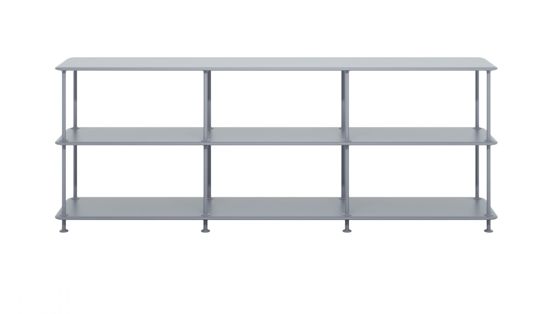 Montana Free Regal in Fjord: Modernes, graues Regal mit drei Ebenen für Wohnzimmer und Büro.