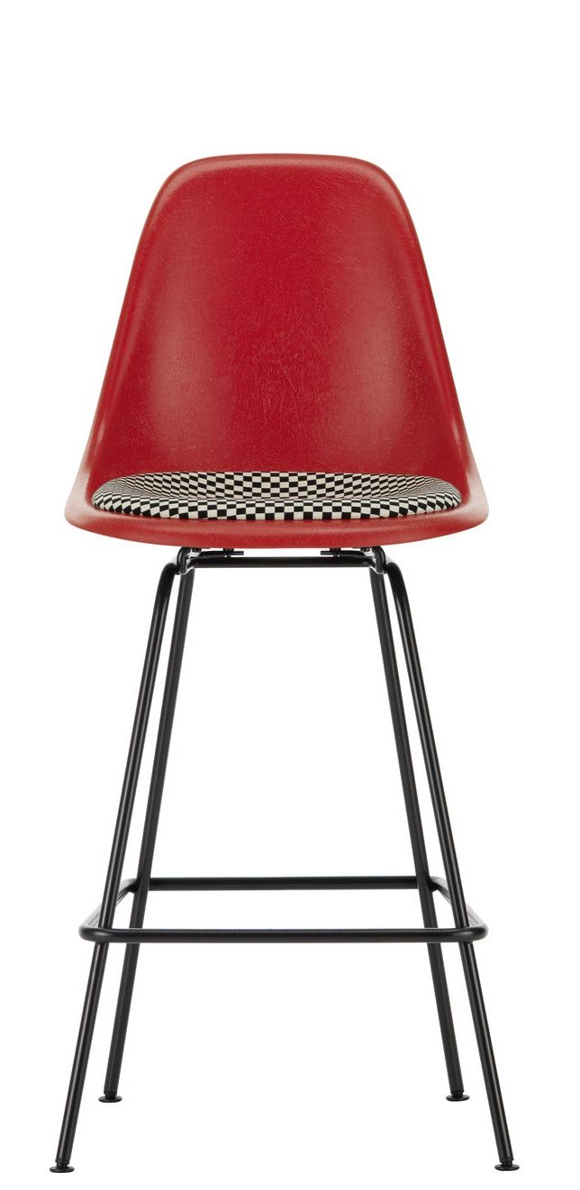 Eames Fiberglass Bar Stool Medium Tabouret de bar avec coussin d'assise Vitra
