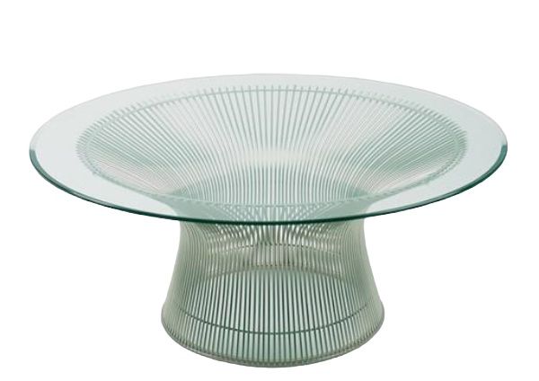 Platner Table basse cristal / nickel poli Knoll International - BOURSE RAPIDE