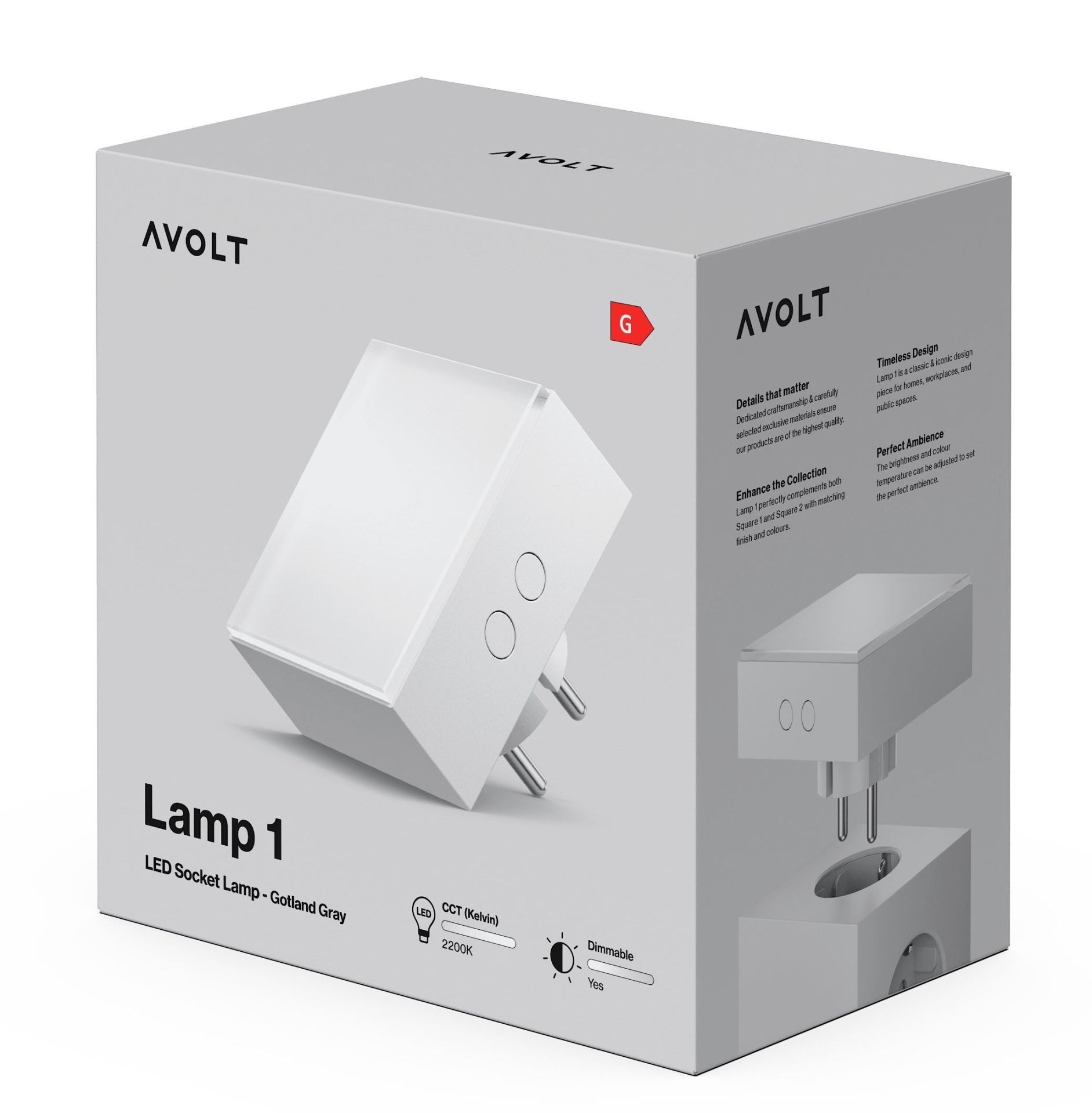 Lampe 1 Douille LED Lumière dfp design Gotland gris