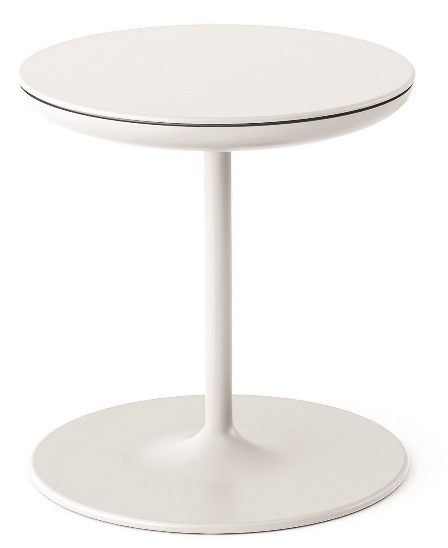 Toi Beistelltisch Zanotta-weiß Weißer Toi Beistelltisch von Zanotta: Moderner runder Tisch mit minimalistischem Design für Wohnzimmer und Wartebereiche.